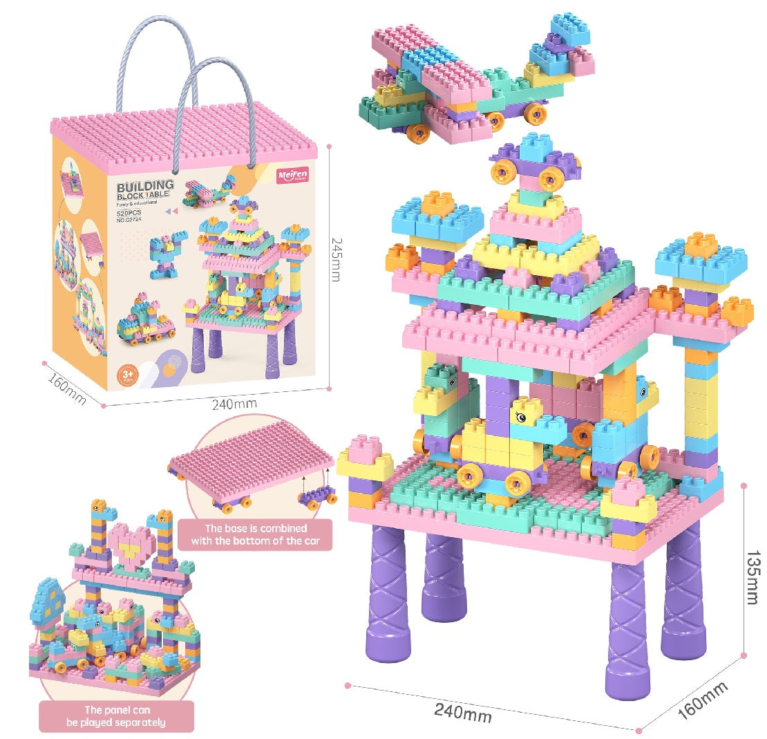 Building Block Table 520pcs Pink