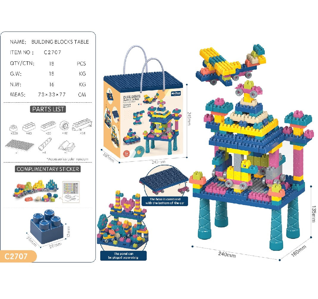 Building Block Table 520pcs Blue