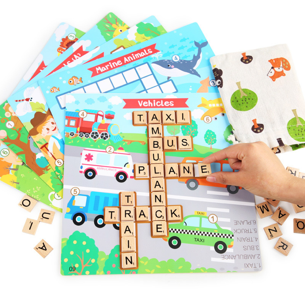 Childen's Crossword Game Wooden Tiles
