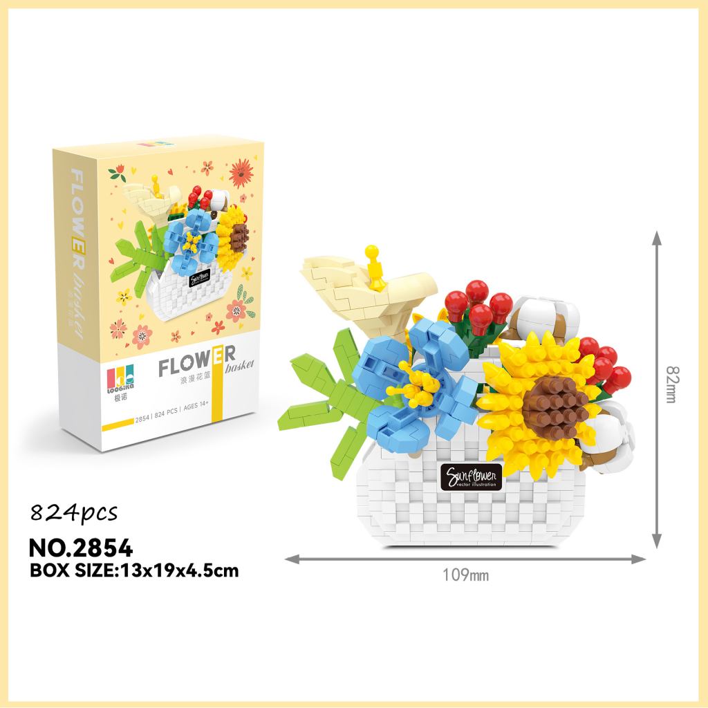 Building Blocks White Flower Basket 824pcs