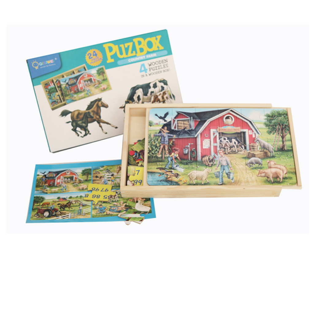 4in1 Wooden PuzBox Country Farm 24pieces