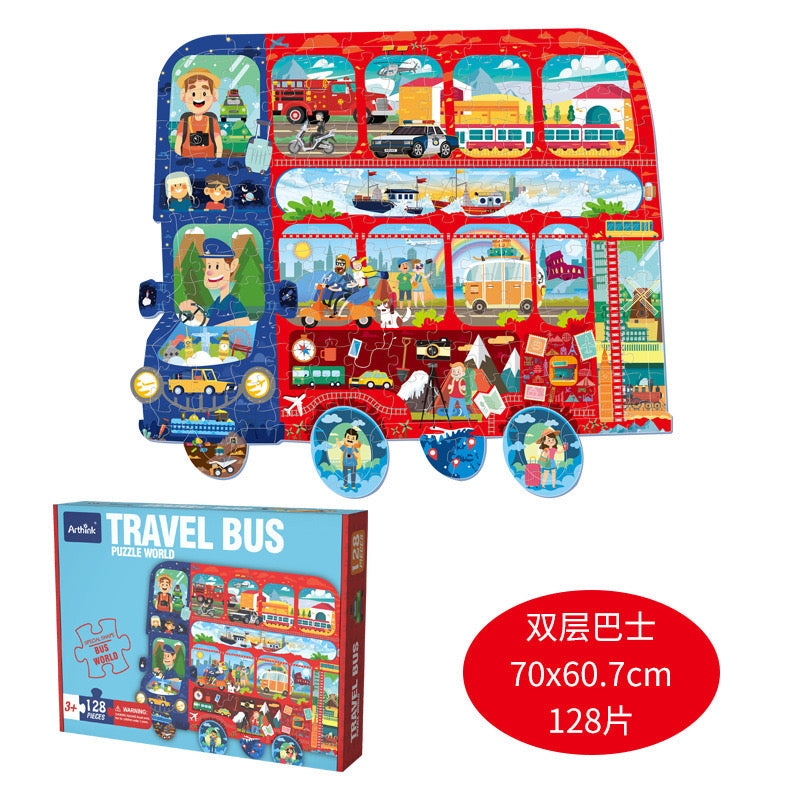 Travel Bus Puzzle World 128pcs