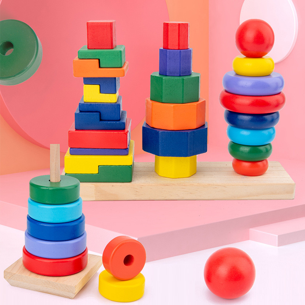 Wooden Geometric Stacking Puzzle