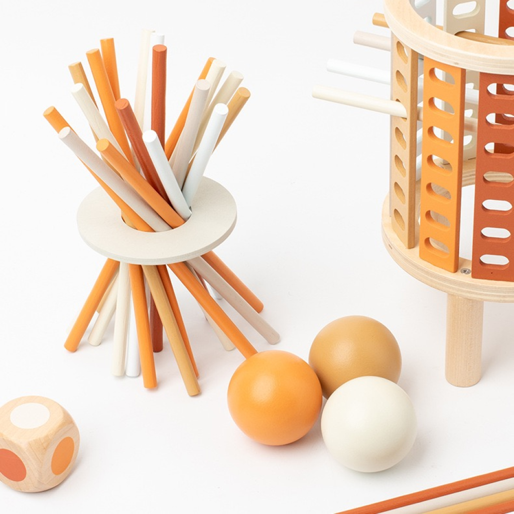 Wooden Balance and Patience Training Coordination Game Stick Pulling Wooden Ball Wooden Plunk Game