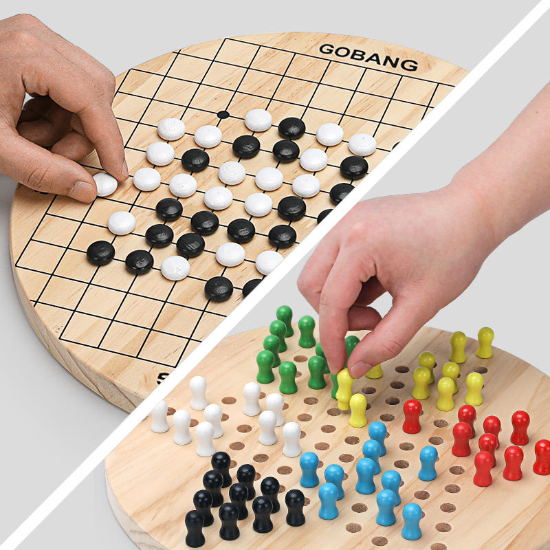 2in1 Chinese Checker and Gobang with Wooden Board 29cm
