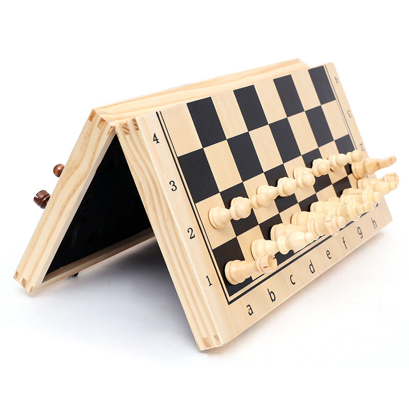Wooden Chess Set with Notation White and Black Tiles 29cm 34cm 39cm
