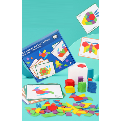155-Piece Wooden Pattern Blocks Set