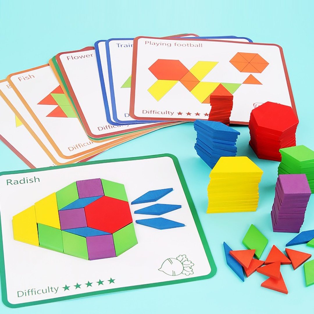 155-Piece Wooden Pattern Blocks Set