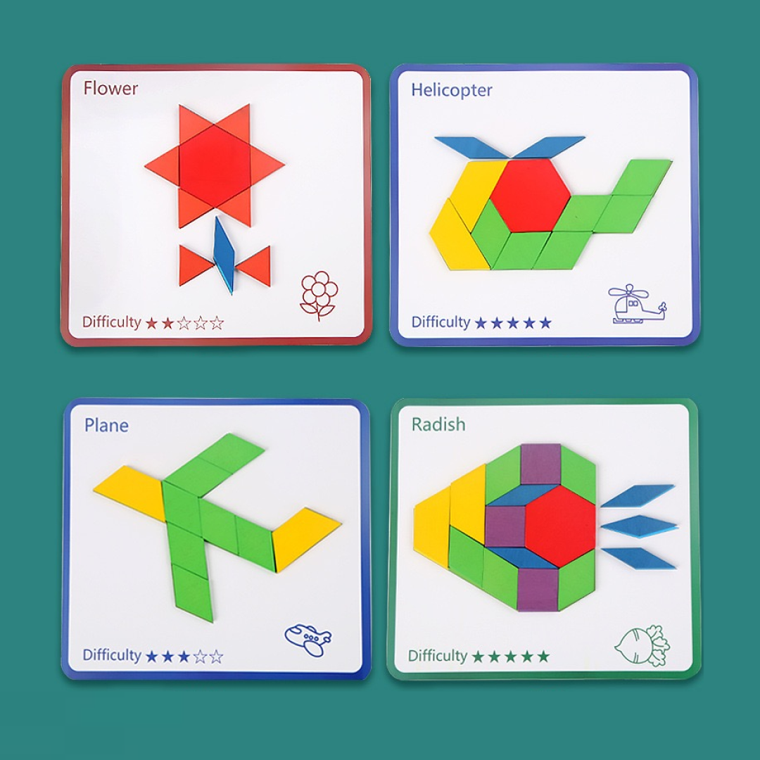 155-Piece Wooden Pattern Blocks Set