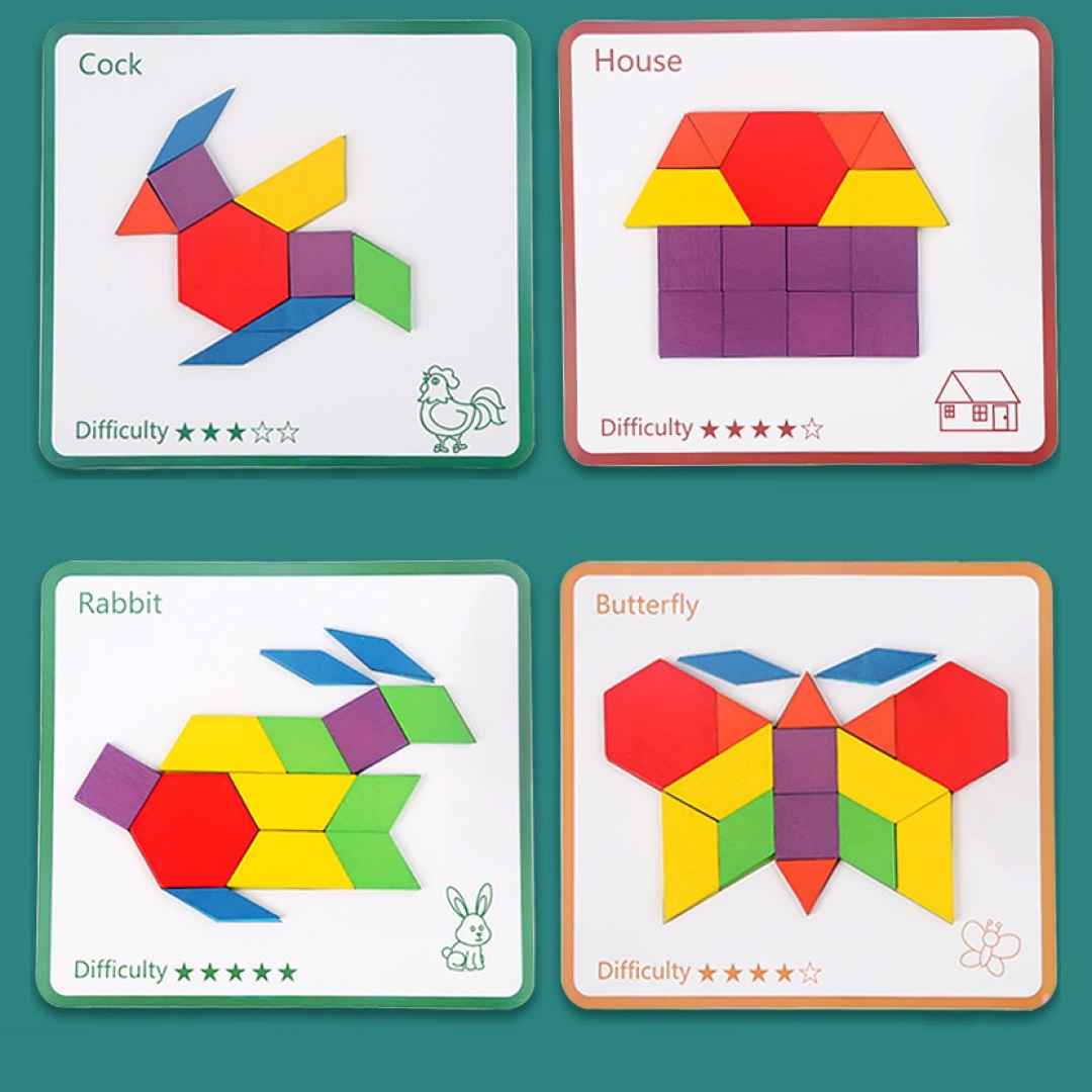 155-Piece Wooden Pattern Blocks Set