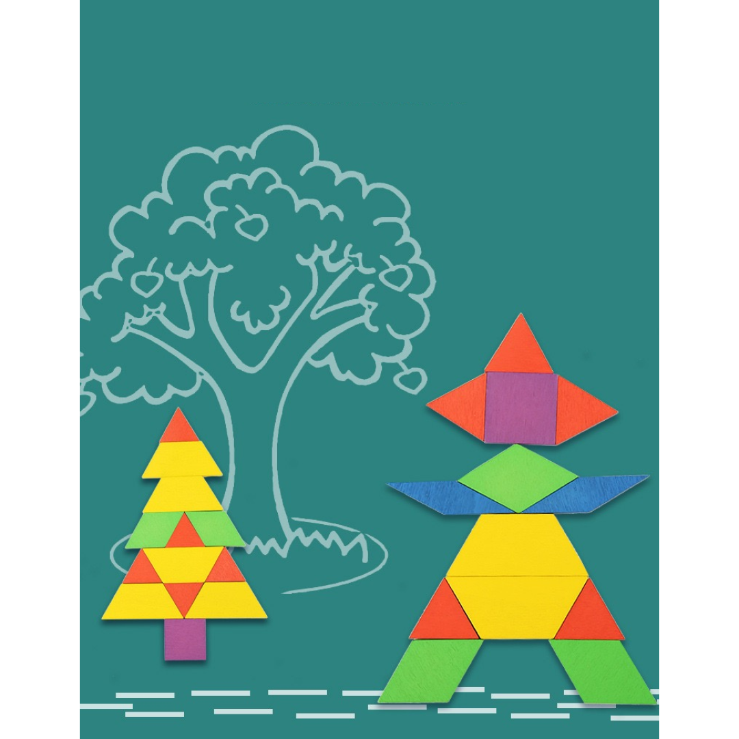 155-Piece Wooden Pattern Blocks Set