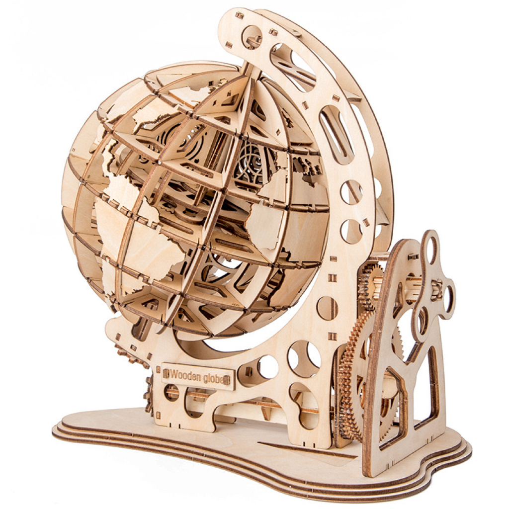 3D Mechanical Drive Model – Wooden Globe