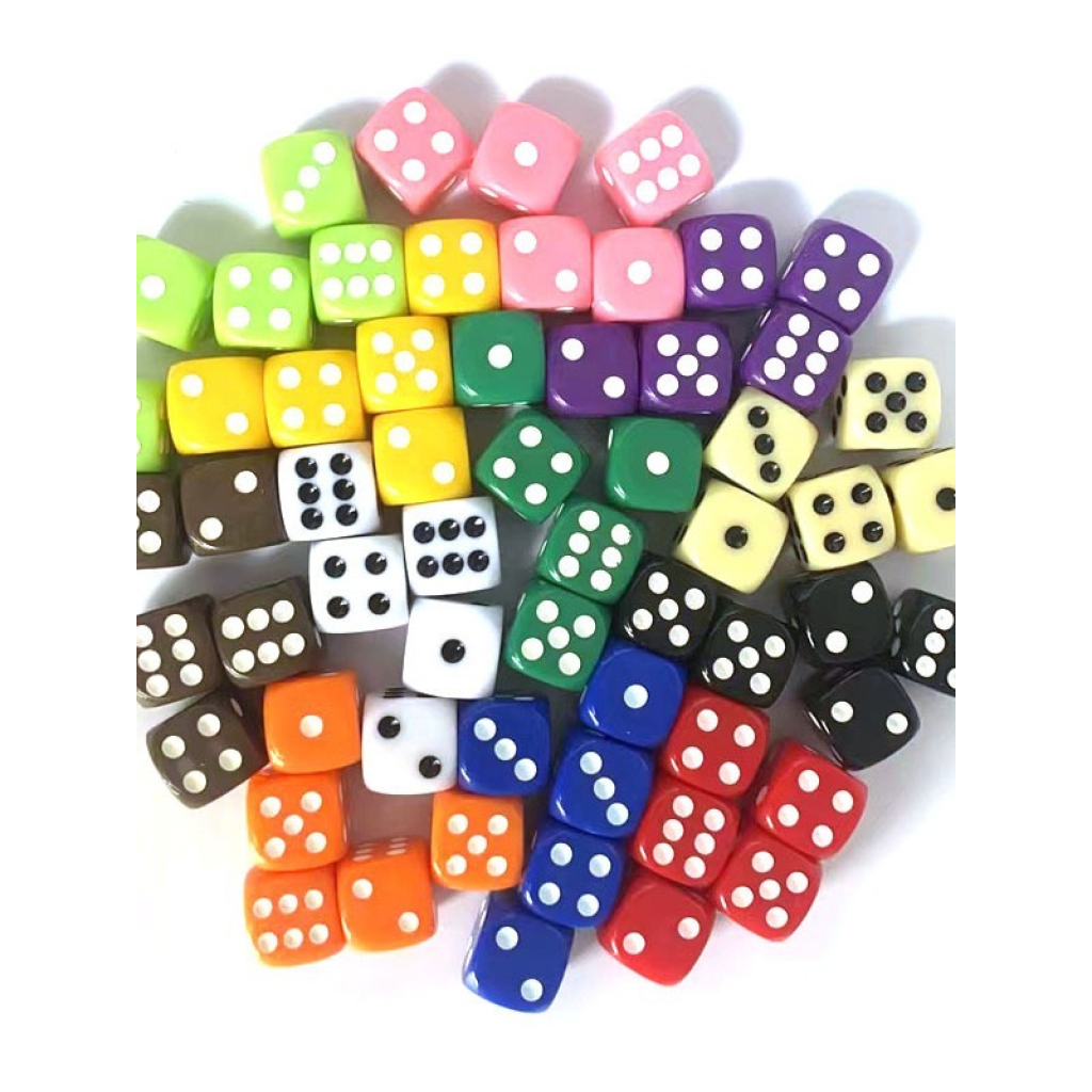 6 Sided  Solid Cube-Shaped Color 50 dices
