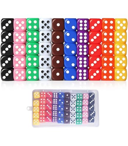 6 Sided  Solid Cube-Shaped Color 50 dices