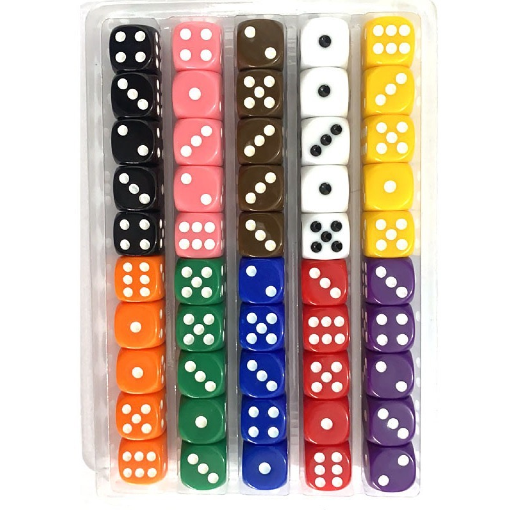 6 Sided  Solid Cube-Shaped Color 50 dices