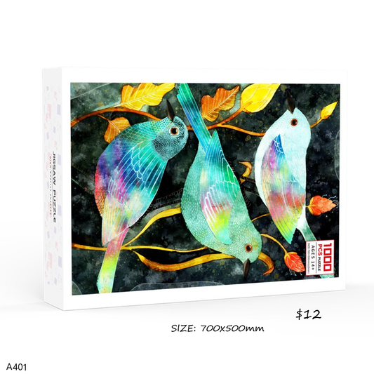 Vibrant Bird on Branch Amid Colorful 1000pcs