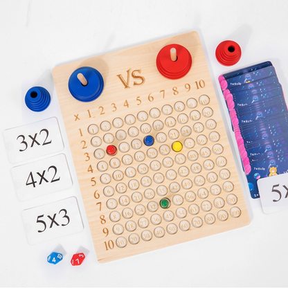 Multiplication Board Game with large wooden