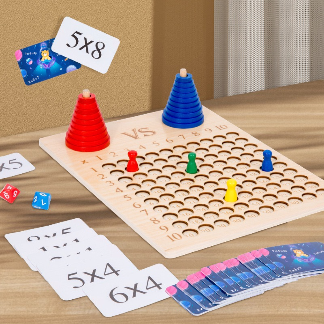 Multiplication Board Game with large wooden