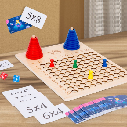 Multiplication Board Game with large wooden