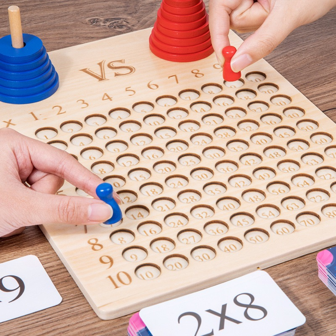 Multiplication Board Game with large wooden