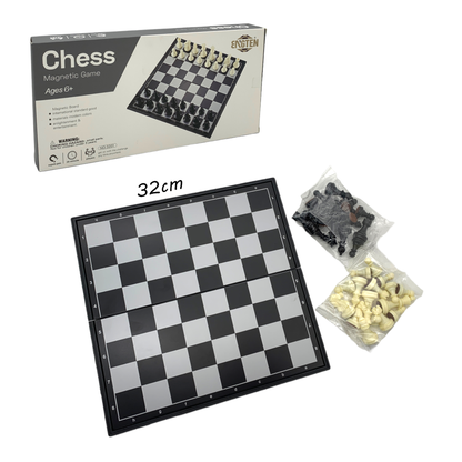 36cm, 32cm and 25cm chess set plastic board and pieces with magnet