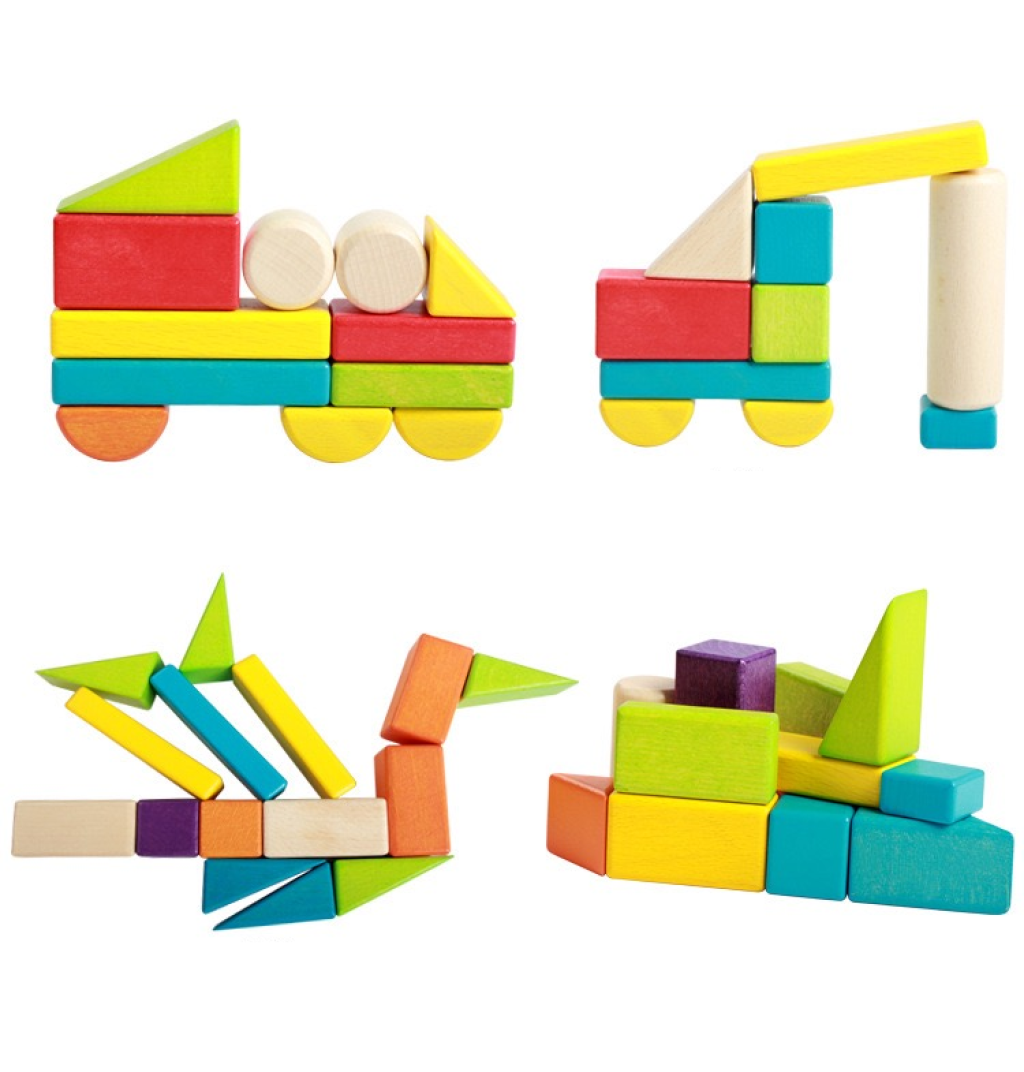 Color Full Building Blocks Colorful Wooden Building Blocks 74 PCS – Boardgames and Puzzles