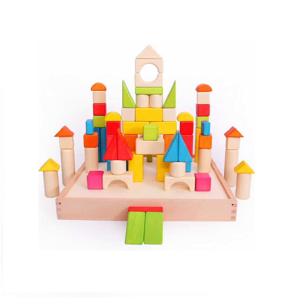 Color Full Building Blocks Colorful Wooden Building Blocks 74 PCS – Boardgames and Puzzles