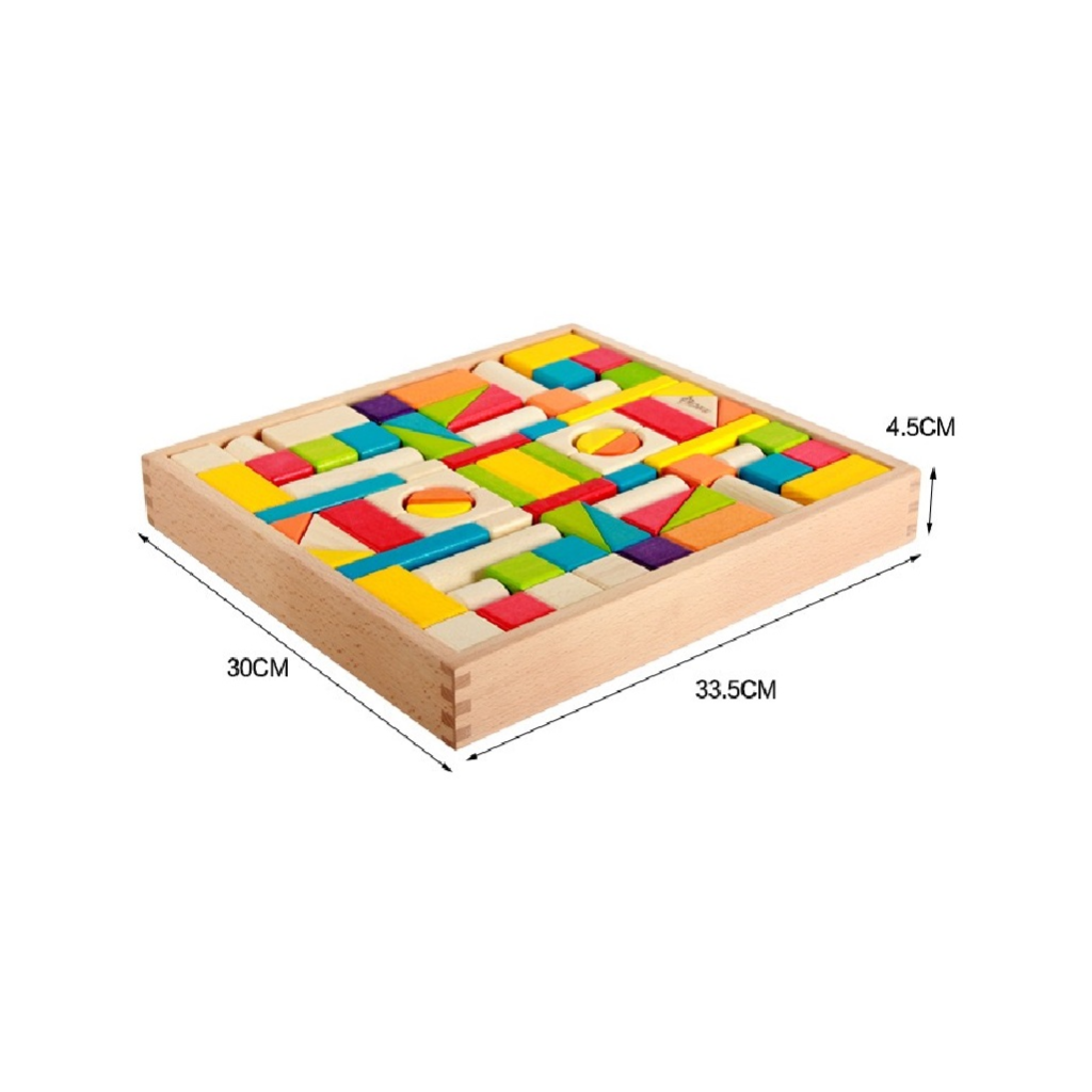 Color Full Building Blocks Colorful Wooden Building Blocks 74 PCS – Boardgames and Puzzles