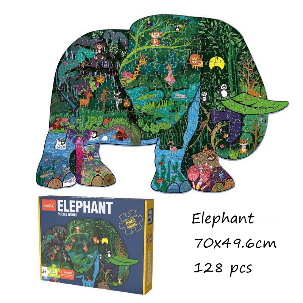 Elephant Puzzle World 128 Pieces