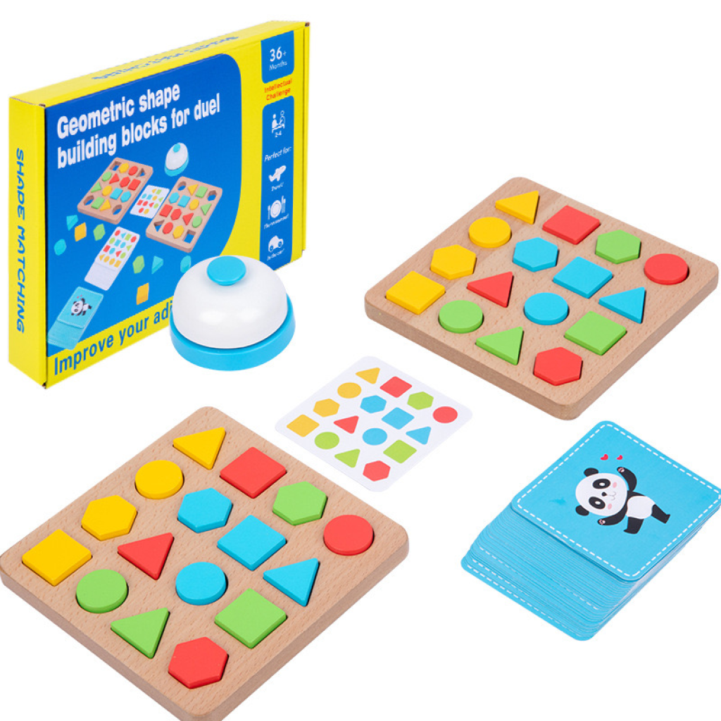 Shape Jumping Blocks Wooden Geometric Shape Building Blocks For Duel – Boardgames and Puzzles