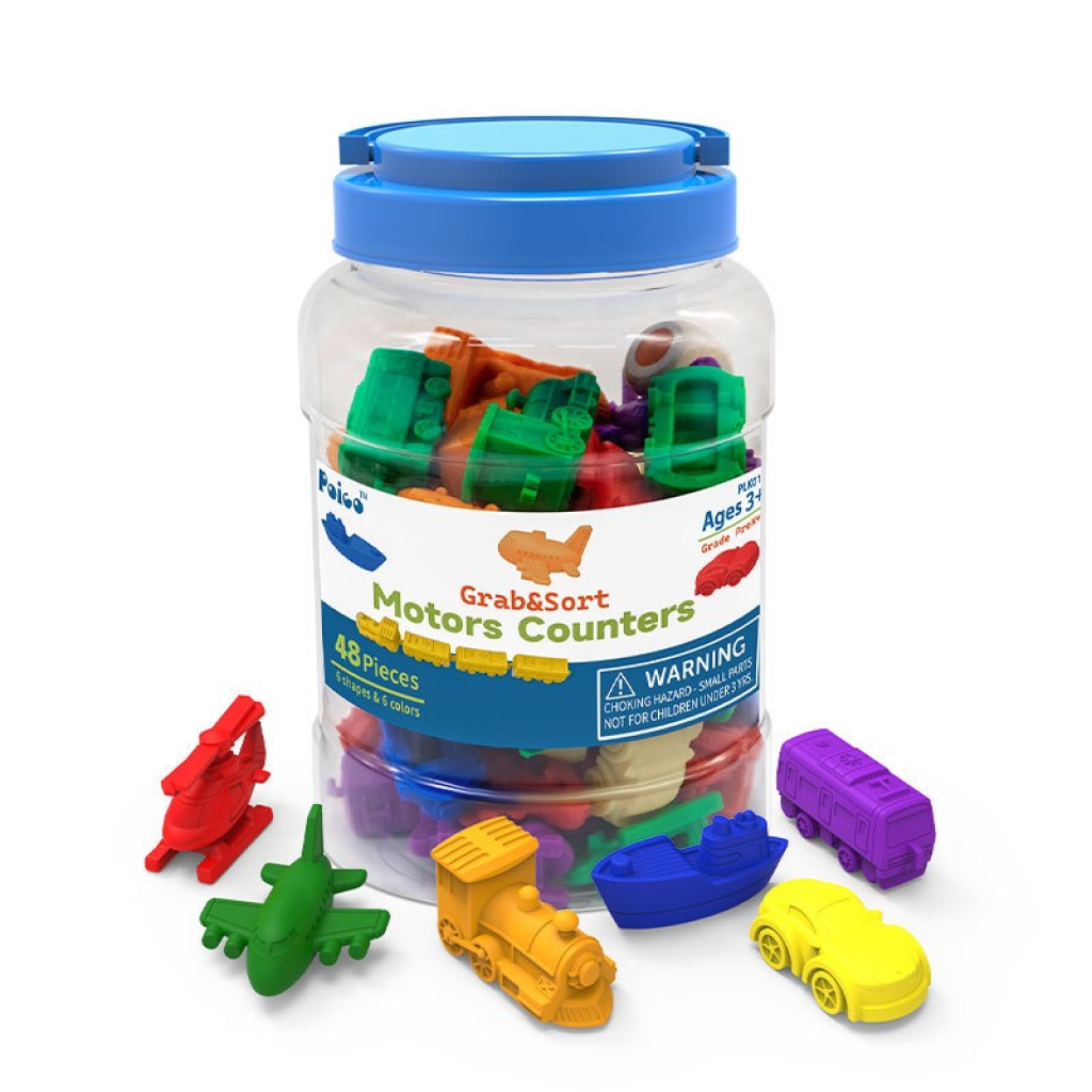 Grab & Sort Motors Counters  48pcs +1 Wooden Dice