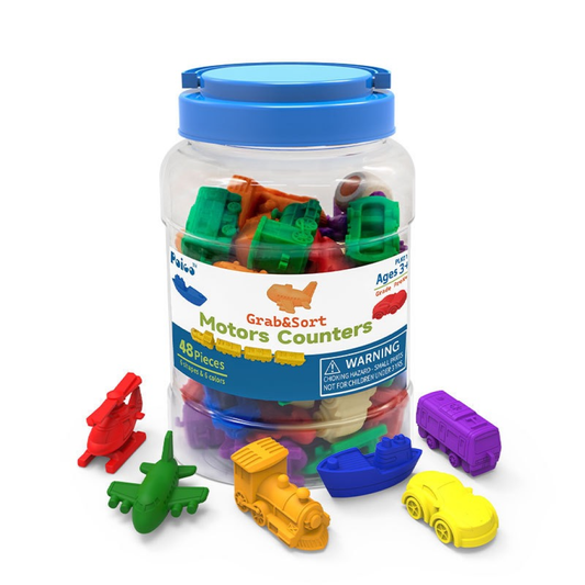 Grab & Sort Motors Counters  48pcs +1 Wooden Dice
