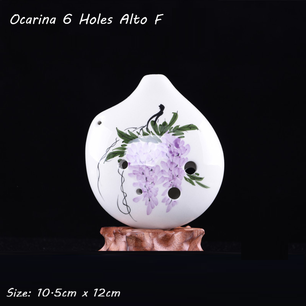 Ocarina 6 Holes Alto F Purple Flower