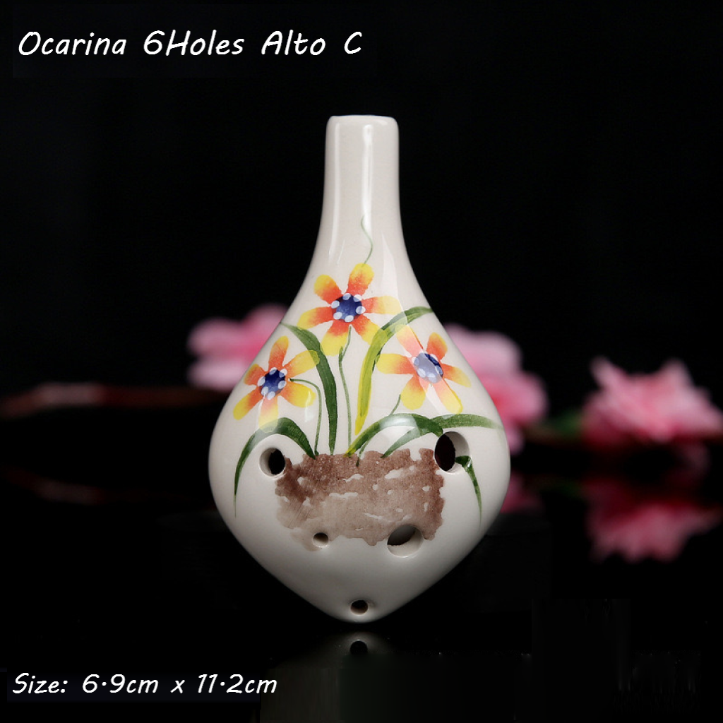 Ocarina 6Holes Alto C Flower Painting