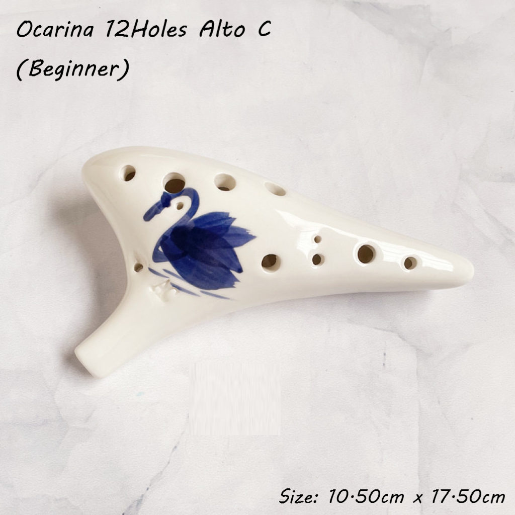 Ocarina 12Holes Alto C (Beginner) Swan Painting