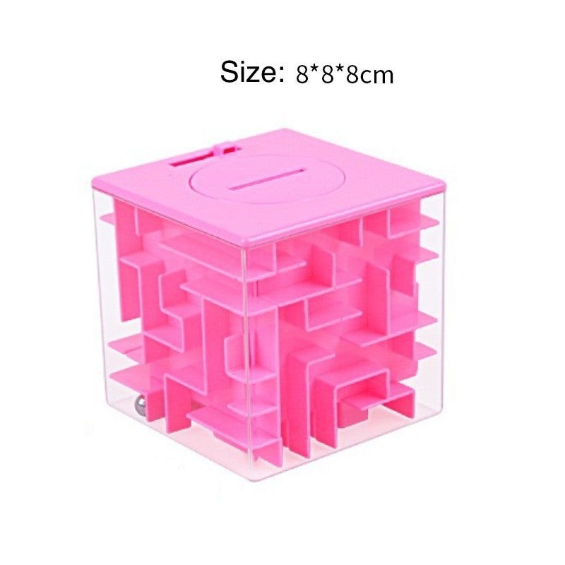 Labyrinth Cube Puzzle Maze Cube 8cm with Money Box