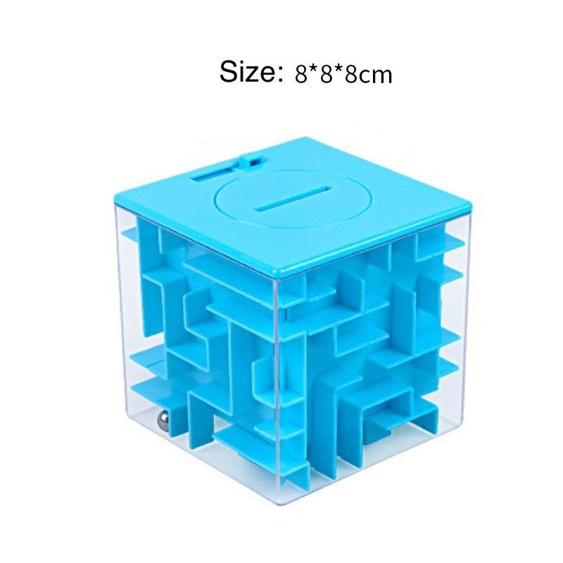 Labyrinth Cube Puzzle Maze Cube 8cm with Money Box