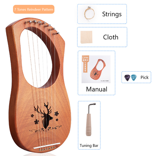 7 Tones Lyre with Reindeer