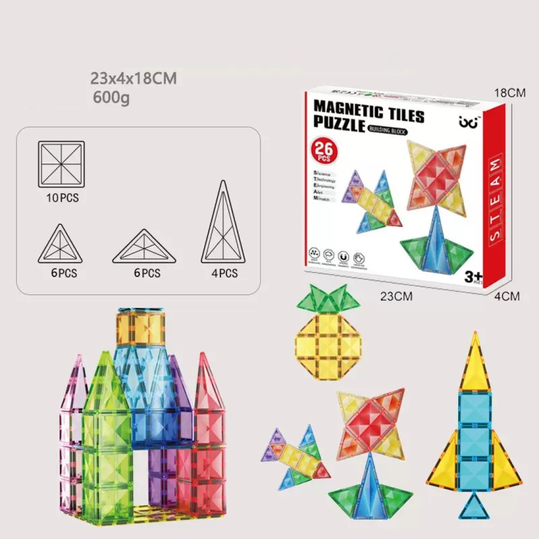 MAGNETIC TILES PUZZLE BUILDING BLOCK 26 PCS