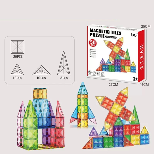 MAGNETIC TILES PUZZLE BUILDING BLOCK 50 Pieces