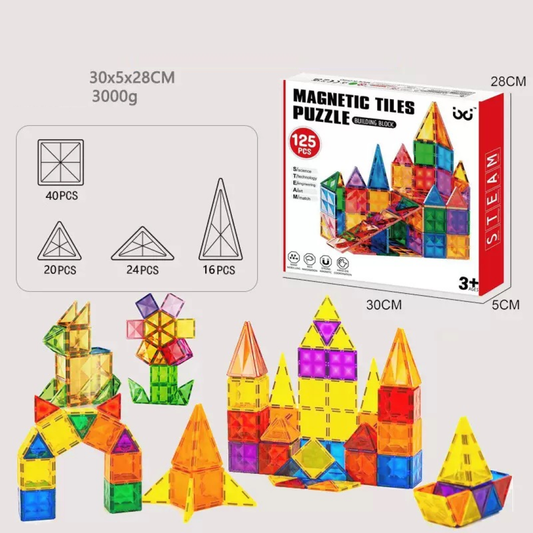 MAGNETIC TILES PUZZLE BUILDING BLOCK 125 Pieces