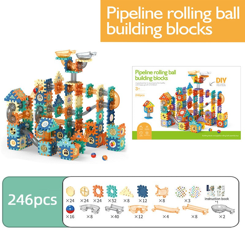 Pipeline rolling ball building blocks