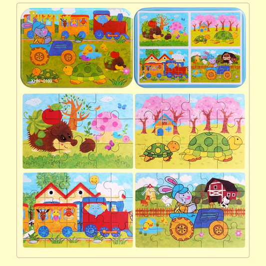 Puzzle Rabbit Driving a Tractor