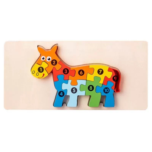 Wooden  Donkey puzzle For Kid 10pcs