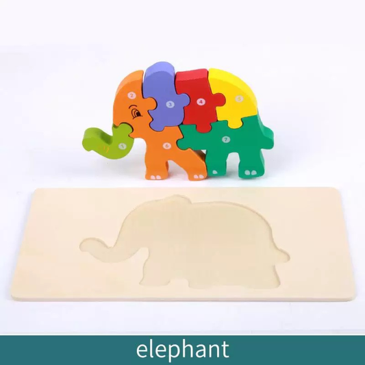 Wooden Elephant Puzzle For Kid 10pcs