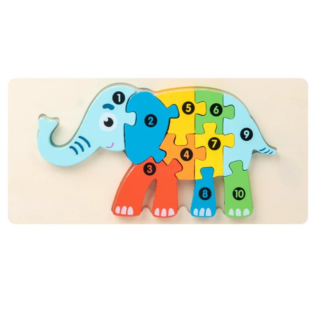 Wooden  Elephant Puzzle For Kid 10pcs