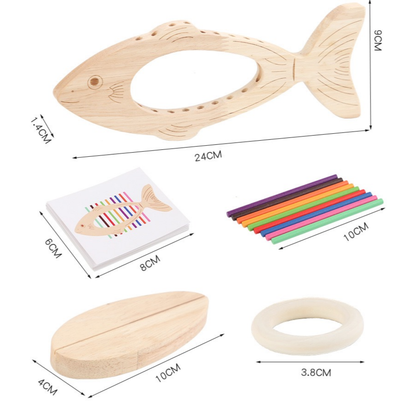 Wooden Fish Color Sorting Game