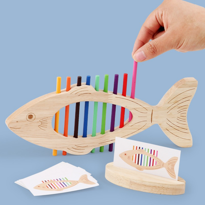 Wooden Fish Color Sorting Game