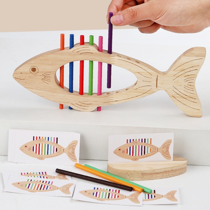 Wooden Fish Color Sorting Game