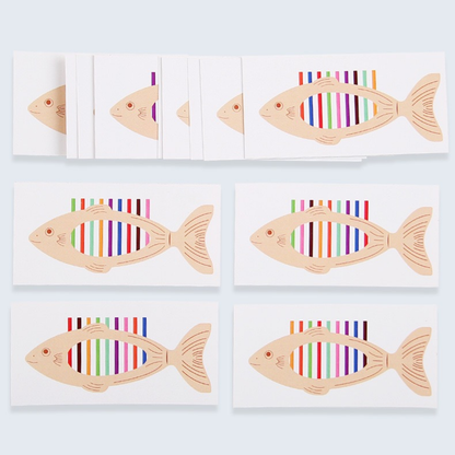 Wooden Fish Color Sorting Game